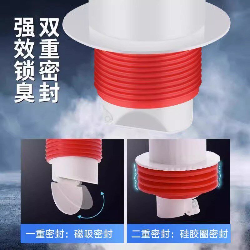 厨房下水道防臭神器通p用型卫生间管道硅胶防溢密封圈防虫防臭地