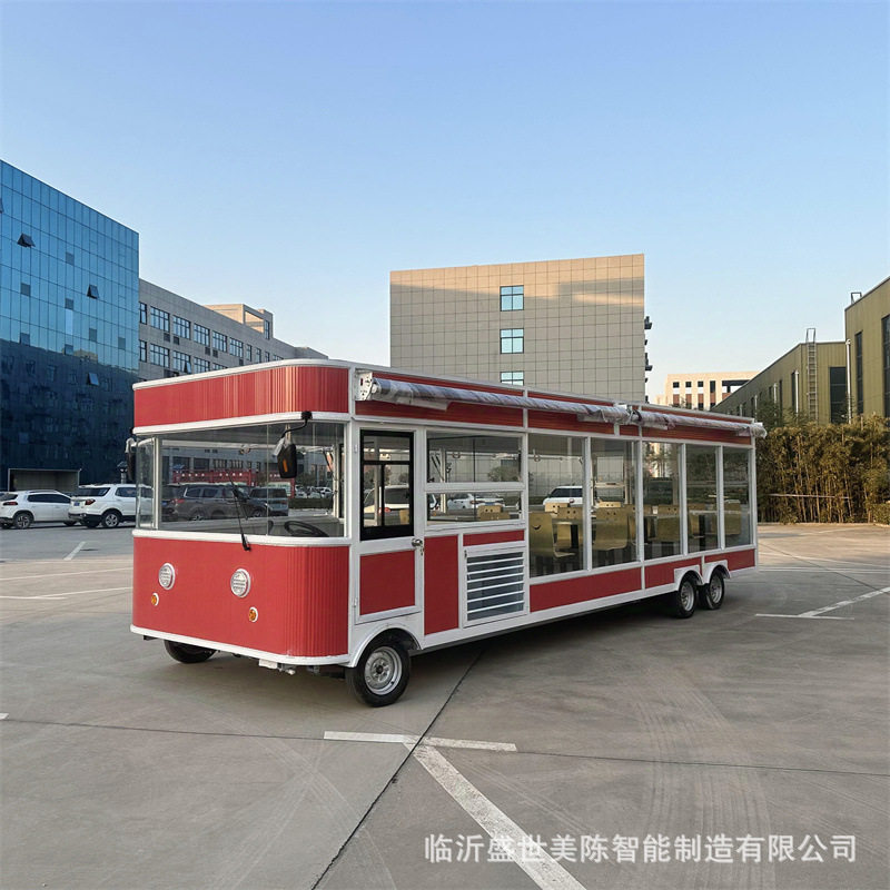 移动多功能快餐车 铁板美食巴士车房车 油炸摆摊推车早餐车小吃车