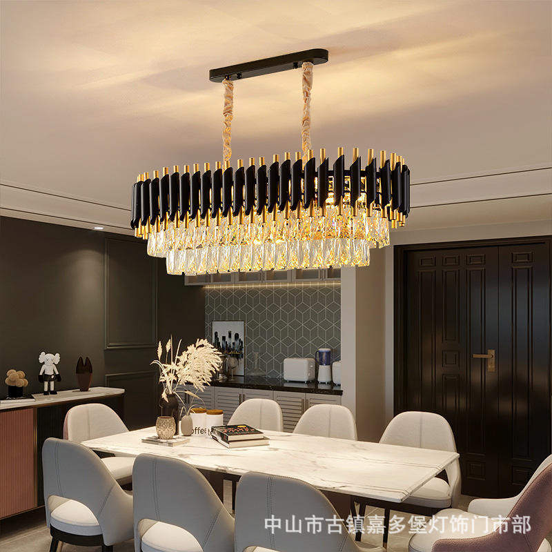 跨境复古客厅水晶吊灯黑色豪华酒店大厅吊灯北欧轻奢卧室灯具