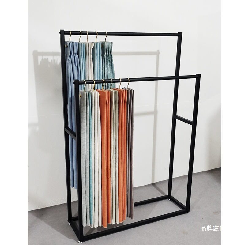窗帘样品展示架落地式家纺布艺小样色卡吊卡架展会布样两排陈列架