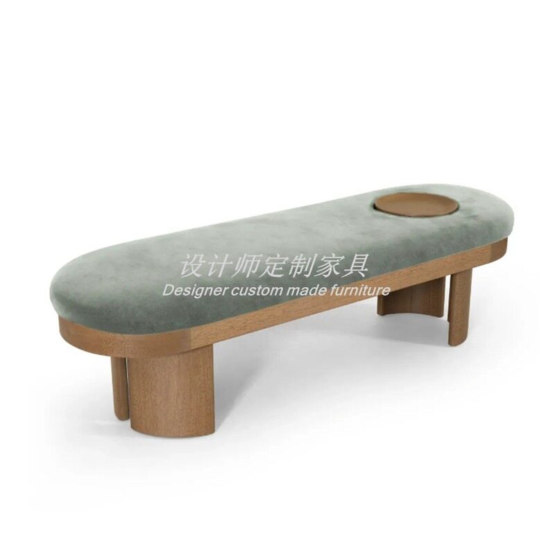 北欧客厅长条凳设计师艺术床尾凳创意家用换鞋凳实木布艺沙发凳
