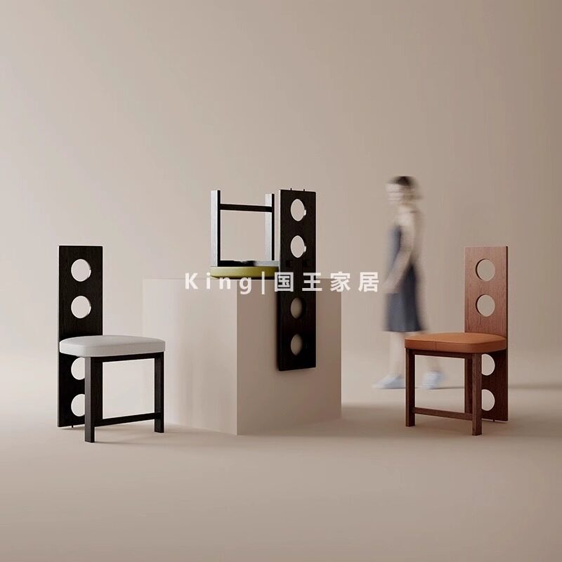 意式实木餐椅家用北欧设计师真皮白蜡木椅子现代简约小户型靠背椅