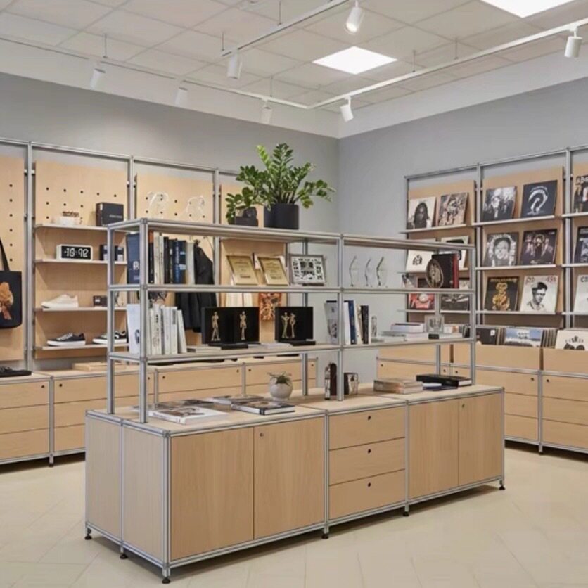 桦木板铝型材多层书报展示架