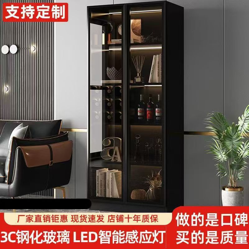 轻奢酒柜高档餐厅简约靠墙储物柜客厅家用一体展示柜玻璃门餐边柜