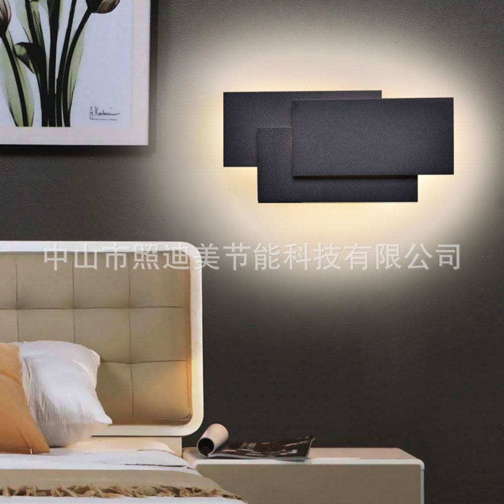 现代简约亚克力LED三片方形壁灯
