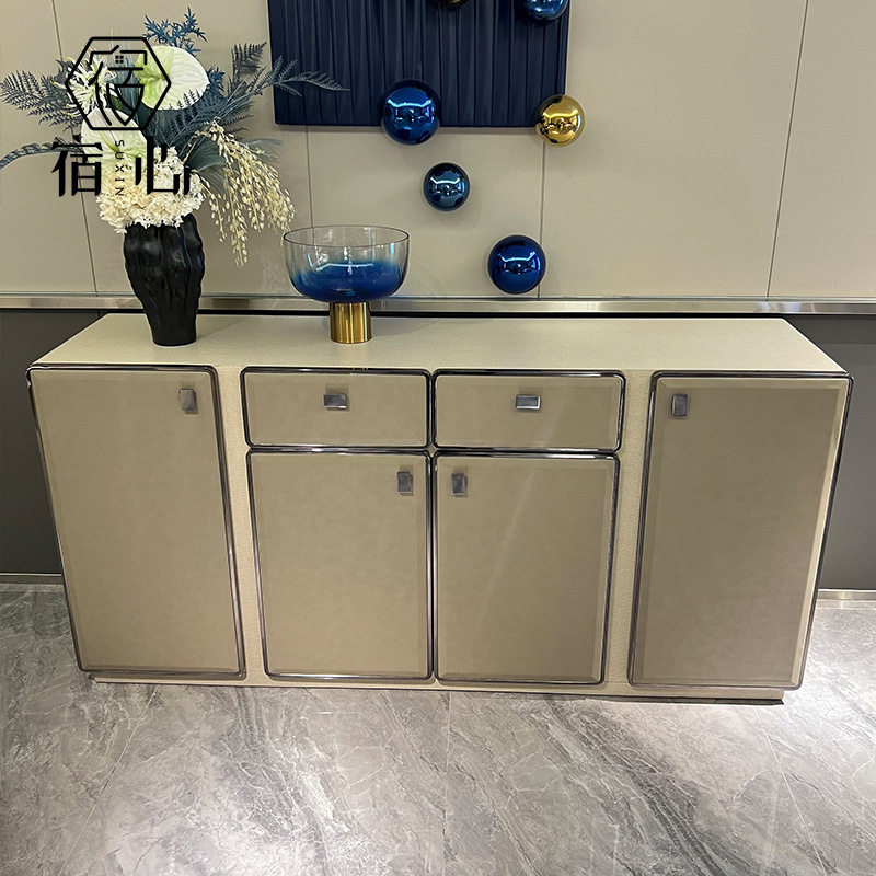 轻奢后现代餐边柜奢华高端奢华新款储物柜别墅简约意式客厅玄关柜