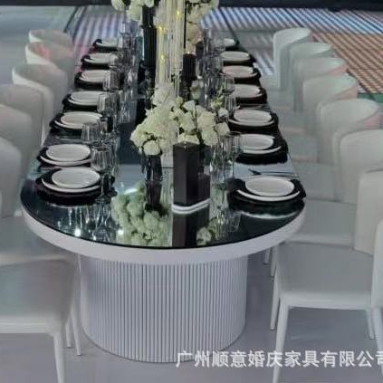 白色椭圆婚礼派对桌椅工厂批发