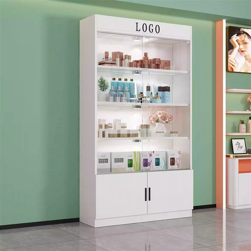 速发玻璃门带锁化妆品展示柜院理发店产品柜样品置物架礼品陈列柜