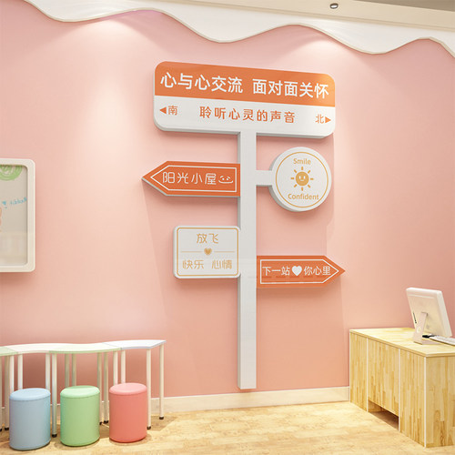 速发纸理咨询室布置心灵驿站健康辅背室墙贴文化导景墙面贴心挂图