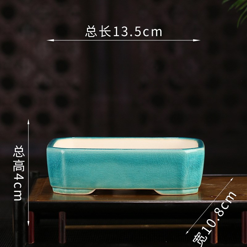 速发釉水紫砂花盆迷你多肉文竹抽角小马槽长方形创意盆景盆YS018