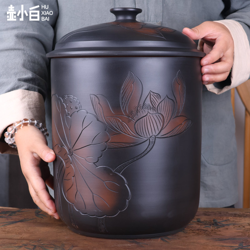 速发壶小白 云南建水紫陶茶叶罐七子饼十一饼缸 大号普洱茶白茶存