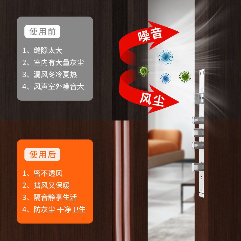 速发硅胶密封条防盗门进入户门房门隔音挡风神器门缝防风条减震橡