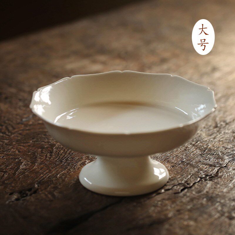 速发中式高脚盘禅意复古点心盘供佛中国糕果盘陶点高足盘风瓷茶点