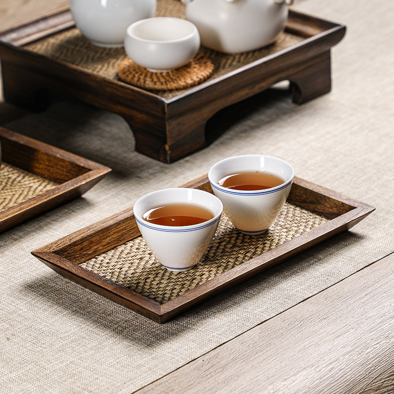 速发泰国木质长方形茶盘家用放茶杯茶托盘酒店茶水杯子托盘茶