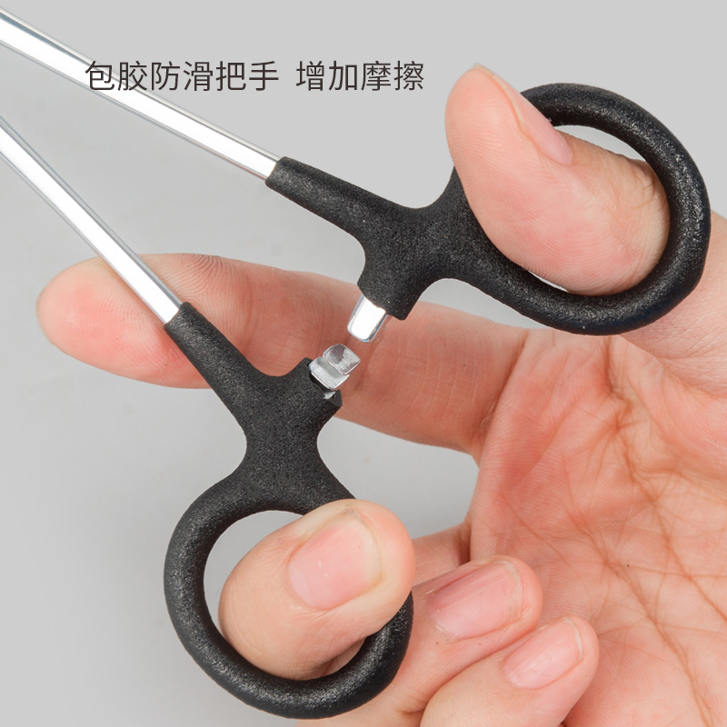 现货速发不锈钢止血钳 钓鱼弯头取钩器摘鱼钳子 大号脱钩器绑钩器