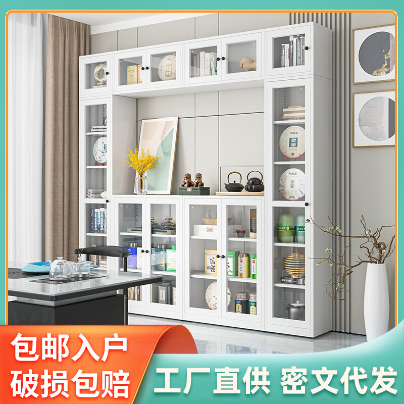 儿童书柜玩具展示柜收纳架置物柜家用书架带玻璃门防尘多层北欧风