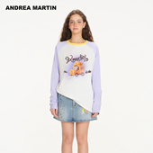 ANDREA 休闲百搭T恤 撞色拼接趣味印花插肩长袖 MARTIN2026春季 新款