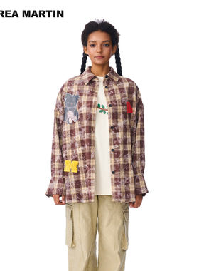 【宋亚轩黄新淳同款】ANDREA MARTIN 秋冬新款格纹印花宽松衬衫