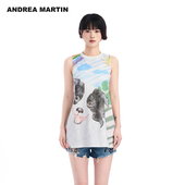 MARTIN夏季 新款 背心吊带女印花修身 ANDREA 圆领无袖 T恤上衣