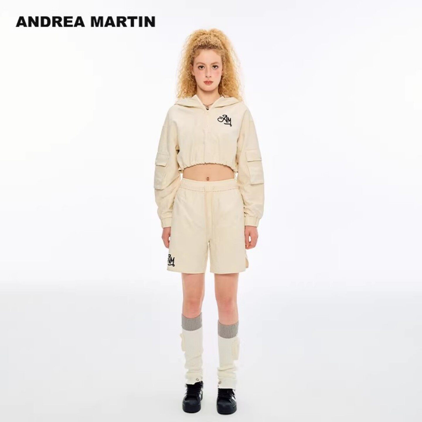 ANDREA MARTIN2026夏季新款时尚套装女连帽卫衣短款宽松运动短裤