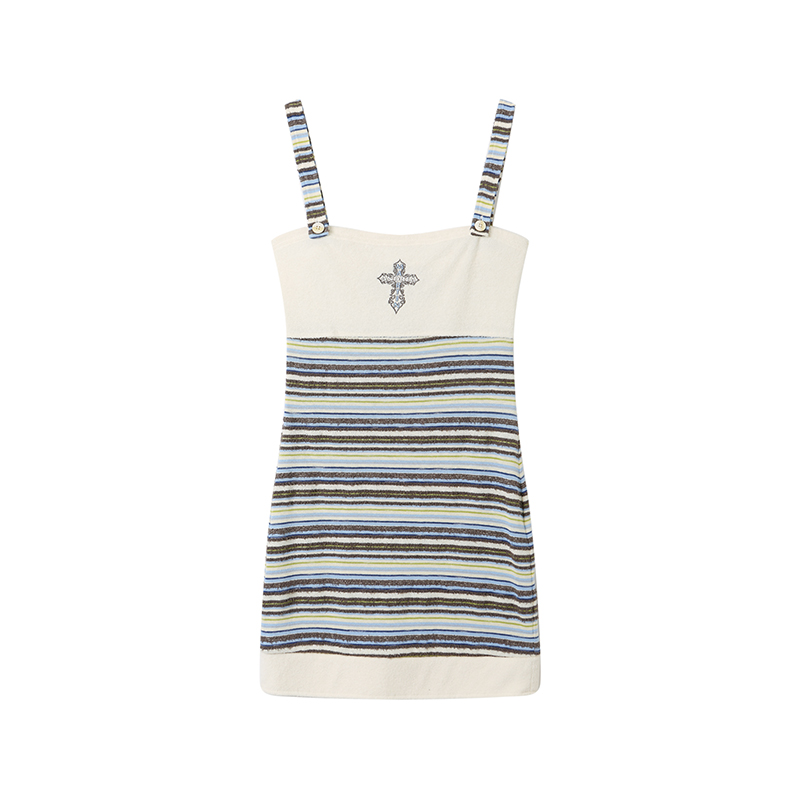 ANDREAMARTIN毛巾布拼接吊带裙