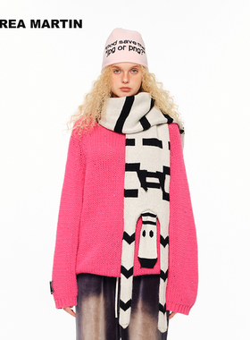 ANDREA MARTIN冬新款绵羊毛套头毛衣亮片点缀宽松多色毛针织衫