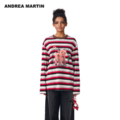 张真源付辛博同款 ANDREA MARTIN秋冬新品 印花条纹长袖 T恤