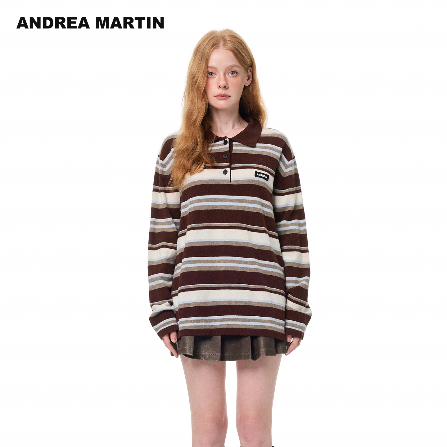 【龚俊同款】ANDREA MARTIN 2025秋冬新品条纹长袖针织衫男女同款