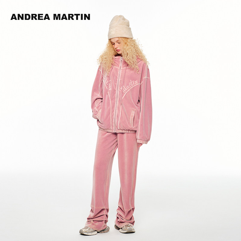 【黄霄云鞠婧祎同款】ANDREAMARTIN秋冬新款复古外套裤子休闲套装