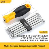 Deli多功能螺丝刀一套七十字螺丝刀一套梅花十字六角工具Dl 26000