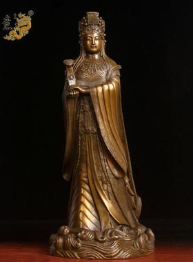 真古意 黄铜妈祖神像摆件 铜开天后圣母海神妈祖家居供奉工艺品