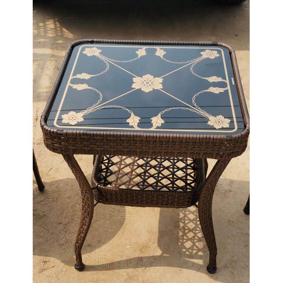 简约阳台小茶几户外钢化玻璃圆形桌子床头储物桌藤编家用客厅茶桌,住宅家具,茶几,淘宝优惠券,粉丝福利购,淘宝优惠卷