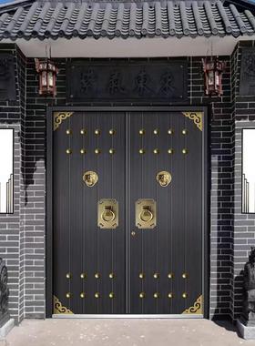 仿古中式别墅大门双开门农村自建房大门铜门铸铝防盗门四开对开门