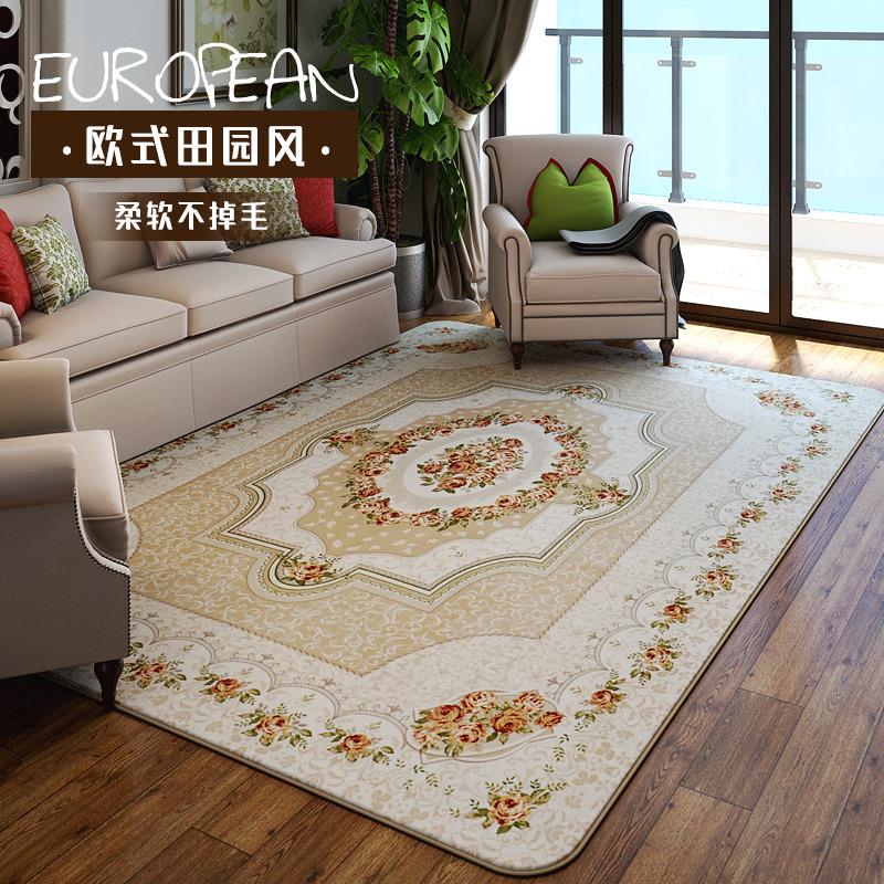 珊瑚绒地毯客厅卧室可机洗门厅欧式田园风床边茶几垫简约现代健身