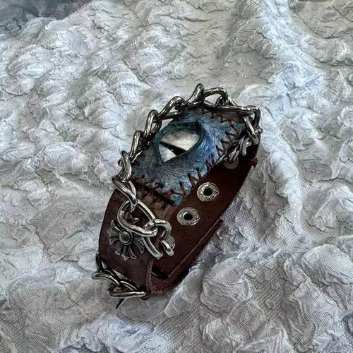 纯手工小众暗黑废土风亚比手环美式叠戴恶魔之眼手链项圈手链配饰