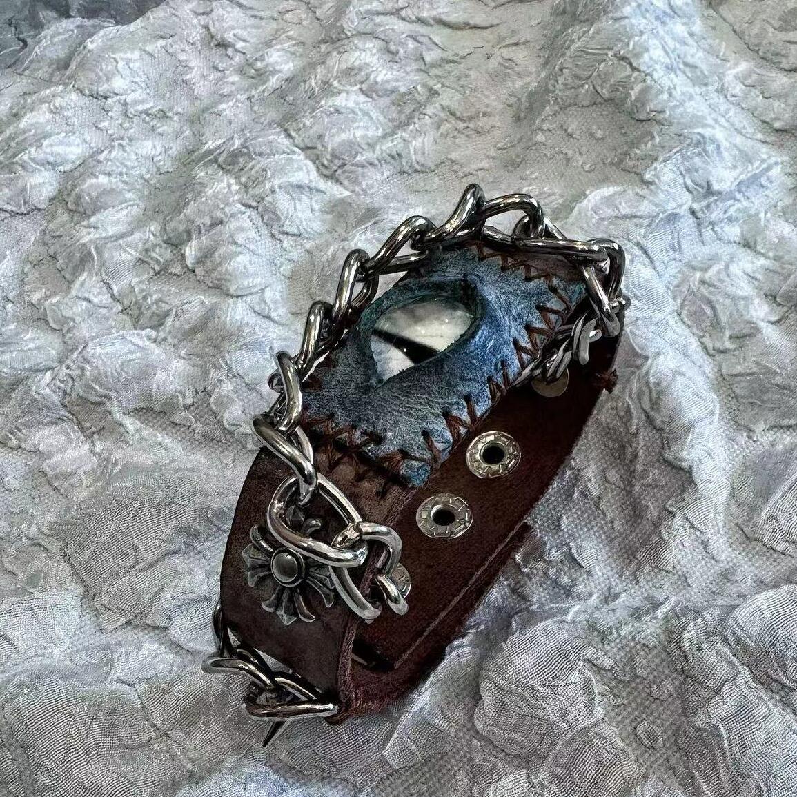 thumbnail for Handmade niche dark wasteland style Yabi bracelet American stacking demon eye bracelet collar bracelet accessories