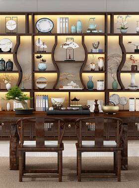 博古架实示木中式置物新架多宝阁摆件书展柜JMY-JC2L客厅隔间家用