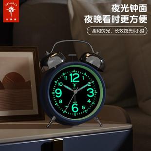 夜光学生打铃闹钟2头05新款家用强孩力6662夜光叫醒床男女2金属闹