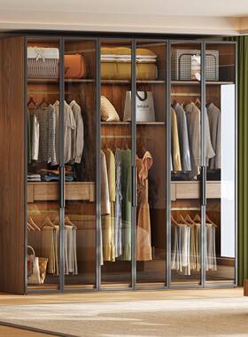 全实木橡木衣家用卧室202型5新款爆AA-03款衣小橱玻璃门柜户定制