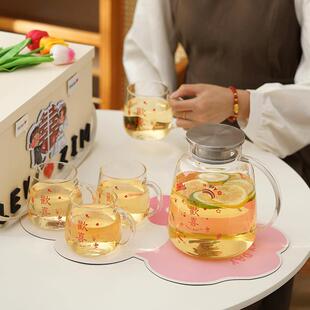 仲夏己实新婚知礼物送新人花茶壶敬茶hw605杯套装结婚茶具闺送蜜