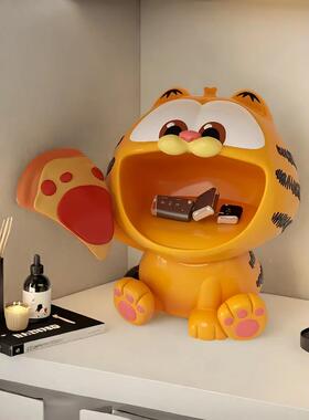 加菲猫级可爱入户PUZ门约口匙收纳玄关摆件钥装饰现代简风高档置