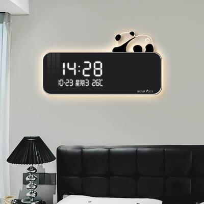 熊猫电钟表钟客万厅创意时钟壁子灯餐厅BSJ-2024挂表挂墙高级轻奢