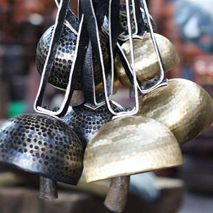 云南手工铜铃铛马驼风平铃门挂饰冥PIH想铃复古铃吉祥安隔山黄铜