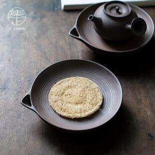 集正 覆古粗陶无釉水HC0003式壶岩泥陶茶蓄承干泡茶承台茶壶托瓷