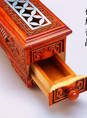 香实木供天珠雕花卧香炉橡木薰香炉吉祥奉插盒IFO香盒焚香炉摆线