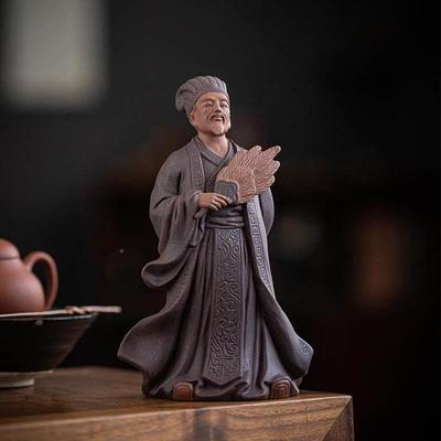 三古国历史物紫砂诸葛亮摆件中式禅意人风家居饰IBR装品陶瓷孔明