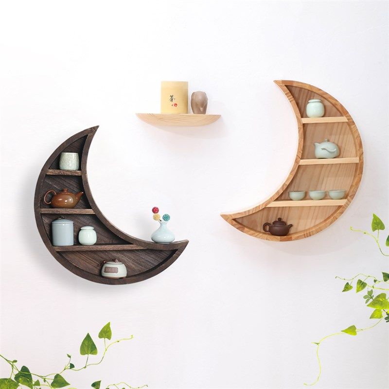 壁挂式博古架挂墙实木新中式茶架多宝阁墙上置物架茶壶展示架小型