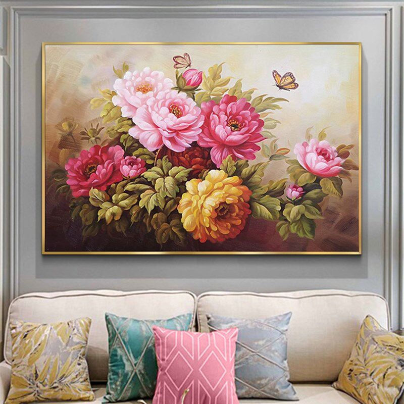 花开富贵油画牡丹十字绣2023新款线绣客厅欧式餐厅满绣自己绣手工