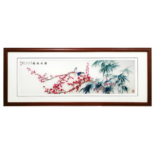 精品纯手工苏州刺绣画苏绣成品挂画书房客厅卧室床头装饰画花鸟