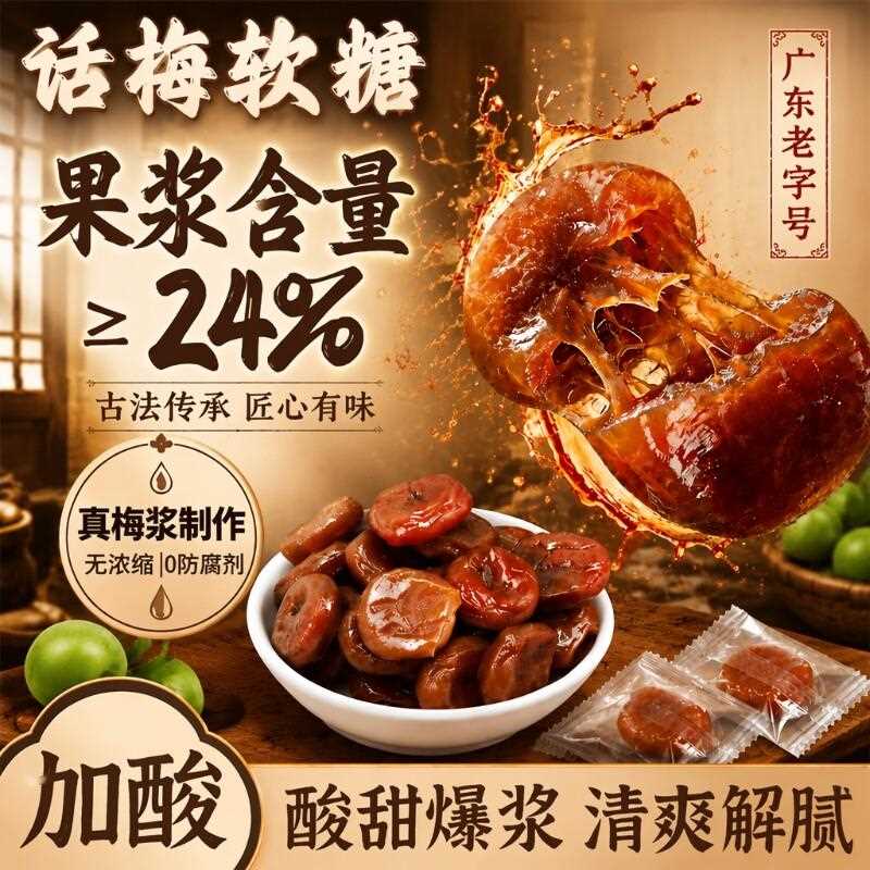 新疆包邮加酸话梅软糖果爆浆独立包装老式酸味陈皮学生办公室休闲